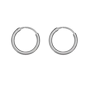 Boucles d'oreilles Argent 925 Rhodié Créole Tube 2 mm Diam. 20 mm