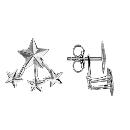 Boucles d'oreilles Argent 925 Double avec Etoiles Lisses