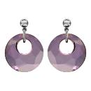 Boucles d'oreilles Argent 925 Rond Cristal Violet
