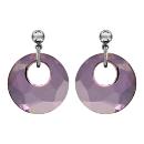 Boucles d'oreilles Argent 925 Rond Cristal Violet