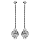 Boucles d'oreilles Argent 925 Longues Boule Diamanté Rainures