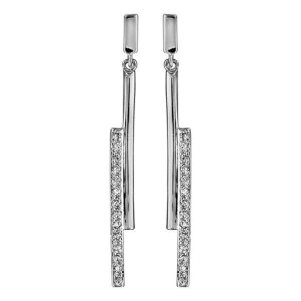 Boucles d'Oreilles Argent 925 Bâton Zirconium Sertis