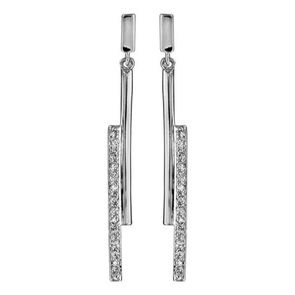 Boucles d'Oreilles Argent 925 Bâton Zirconium Sertis