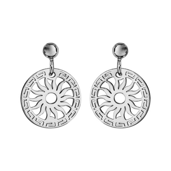 Boucles d'oreilles Argent 925 Rond Découpé Motif Soleil