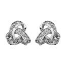 Boucles d'Oreilles Argent 925 3 Boucles Entrelacées avec Zirconium Sertis