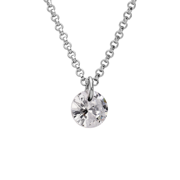 Collier Argent 925 Pierre Synthese Blanche 
