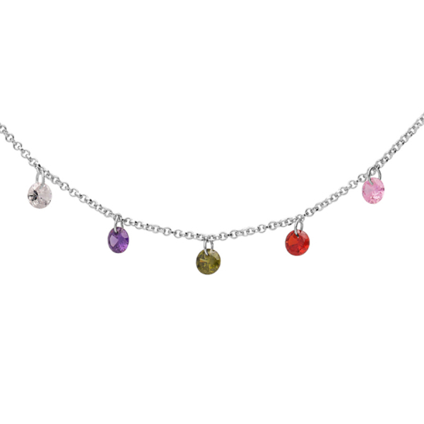 Collier Argent 925 Pierre Synthèse MultiColore