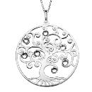 Collier Argent 925 Pendentif Arbre de Vie Zirconium  