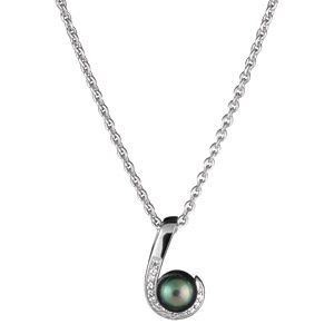 Collier Argent 925 Pendentif Perle d'imitation Grise