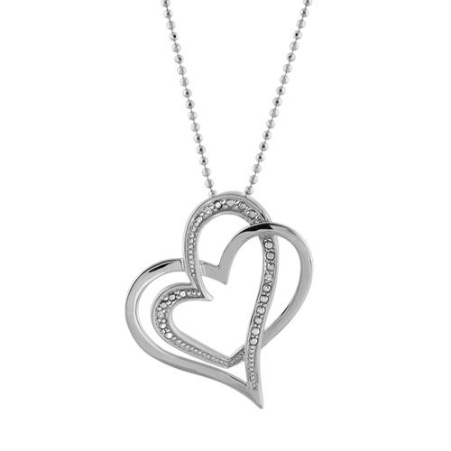 Collier + Pendentif Argent 925 et Zirconium Double Coeur