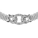 Collier Argent 925 Maille Milanaise Motif Boucles Entremêlé avec Zirconium