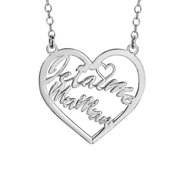 Collier Argent 925 Pendentif Coeur Evidé "Je t'aime Maman" 