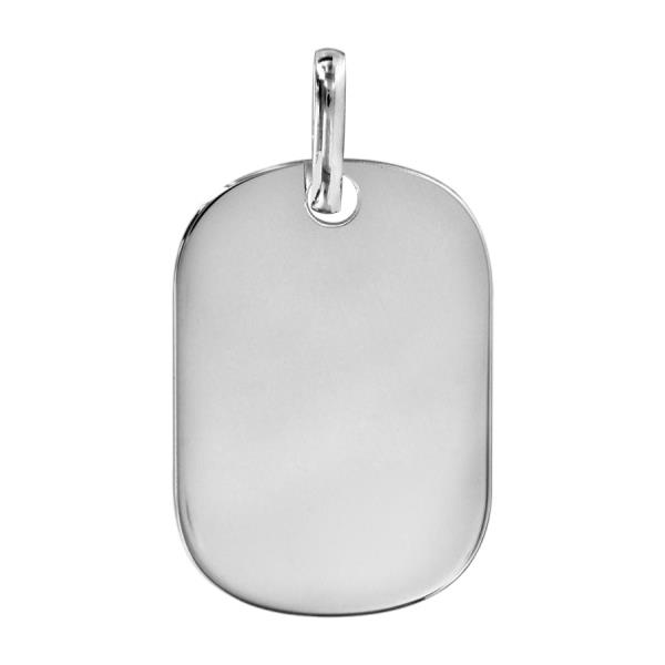 Pendentif Argent 925 Plaque Militaire GI Pans Arrondis Modèle Moyen