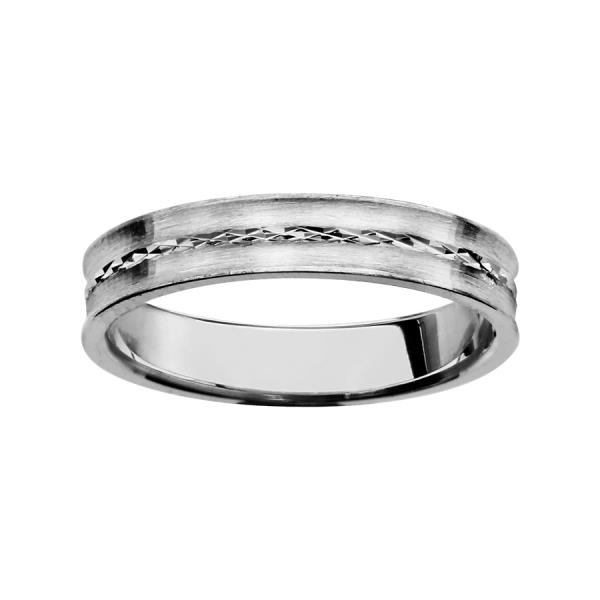 Bague Alliance Argent 925 Diamantée Brossée 4 mm