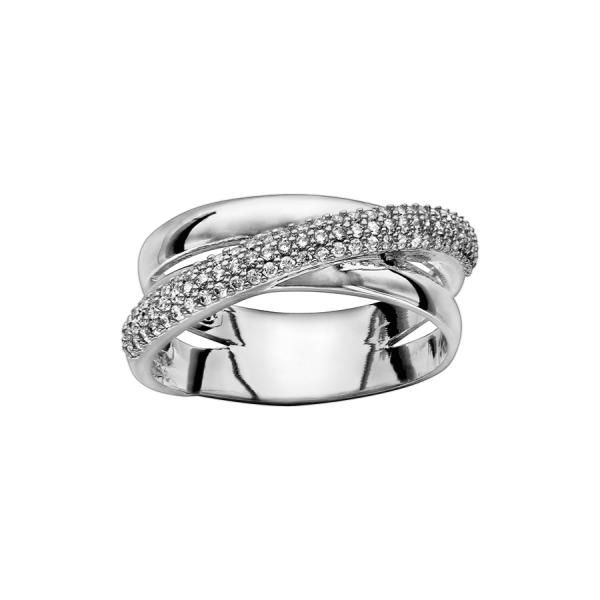 Bague Argent 925 Croisée Zirconium Blanc Sertis