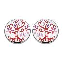 Boucles d'oreilles Acier 316 L Arbre de Vie Rouge et Nacre 