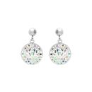 Boucles d'oreilles Tige Acier 316 L Ronde Fleurs de Lotus résine et Nacre
