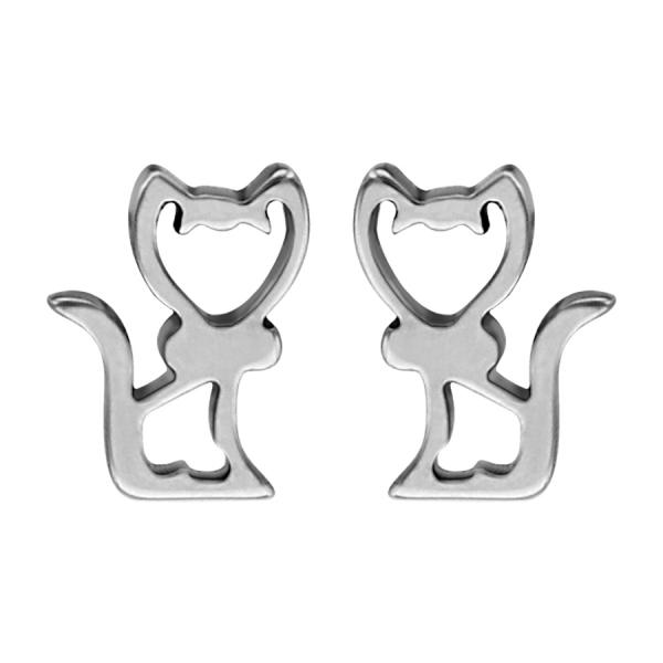 Boucles d'oreilles Acier 316 L Chat Ajouré