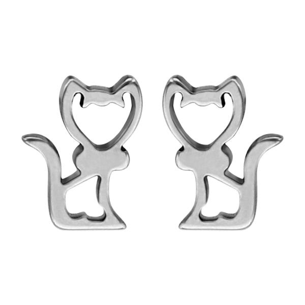 Boucles d'oreilles Acier 316 L Chat Ajouré