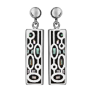 Boucles d'oreilles Acier 316 L avec Nacre Forme Rectangulaire Noir