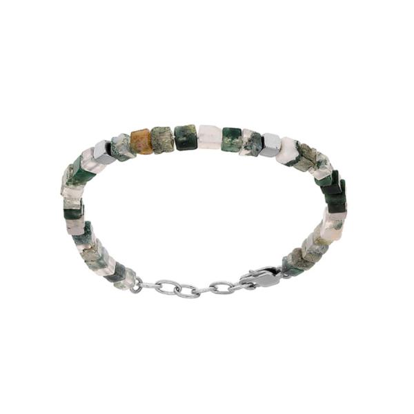 Bracelet Acier 316 L Cube Agate Aquatique