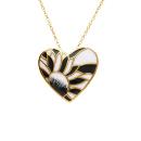 Collier Acier 316 L Doré Coeur Résine Blanche et Noire 