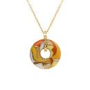 Collier Acier 316 L Doré Anneau Résine Orangé