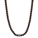 Collier Acier 316 L Perles de Bois Marron Motif Marin Patiné