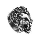 Bague Chevalière Acier 316 L Patiné Tête de Lion 