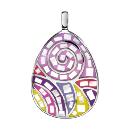 Pendentif Acier 316 L Spirale Résine Multi Couleur et Nacre  