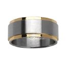 Bague Homme Acier 316 L  Double Filet Plaqué Or