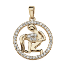 Pendentif Vermeil Zodiaque Verseau Contour Zirconium Sertis  