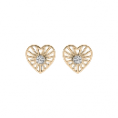 Boucles d'oreilles Plaqué Or Coeur Soleil avec Zirconium