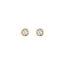 Boucles d'oreilles Plaqué Or et Zirconium Rond Blanc Serti Clos 5 mm