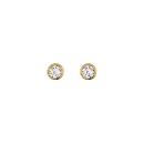 Boucles d'oreilles Plaqué Or et Zirconium Rond Blanc Serti Clos 5 mm