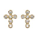 Boucles d'oreilles Plaqué Or et Zirconium Sertie Clos Croix