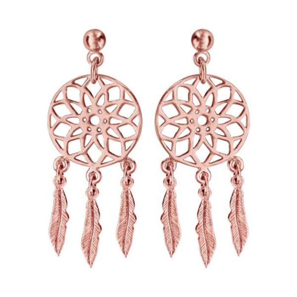 Boucles d'Oreilles Plaqué Or Rose Attrape Rêves