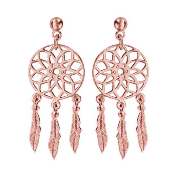 Boucles d'Oreilles Plaqué Or Rose Attrape Rêves