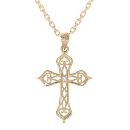 Collier Plaqué Or Pendentif Croix Filigrane Zirconium 