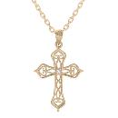 Collier Plaqué Or Pendentif Croix Filigrane Zirconium 