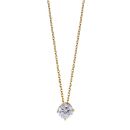 Collier Plaqué Or + Pendentif Rond Zirconium Serti