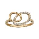 Bague Plaqué Or et Zirconium Sertis Double Ovales Entremêlés