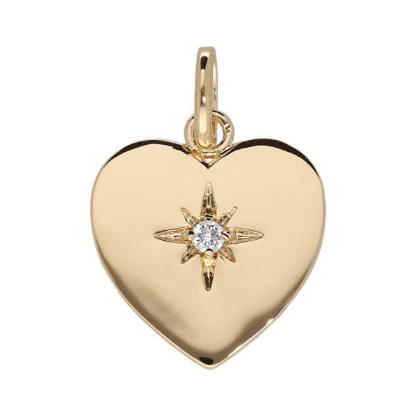 Pendentif Plaqué Or Coeur Lisse Etoile Zirconium  