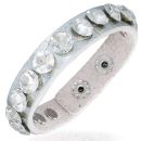 Bracelet Cuir Argenté Serpent et Cristal Blanc