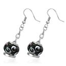 Boucles d'oreilles Acier 316 L et Perles de Verre Blanc et Noir