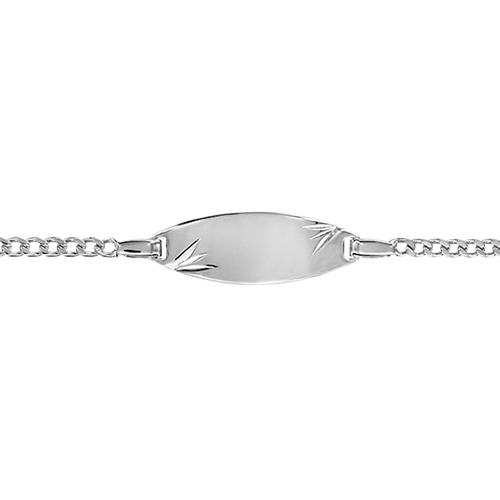 Gourmette Argent 925 Bébé Maille Gourmette 2 mm Plaque Ovale Etoile Diamantée