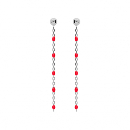 Boucles d'oreilles Tige Argent 925 Olives Résine Rouge