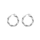 Boucles d'oreilles Argent 925 Créole Tube 3 mm Carré Torsadé Diam. 20 mm