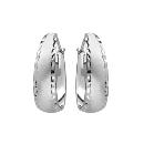 Boucles d'oreilles Argent 925 Créole Sablée Bords Diamantés 35 mm