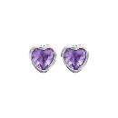 Boucles d'oreilles Argent 925 Coeur Zirconium Sertis Clos Violet